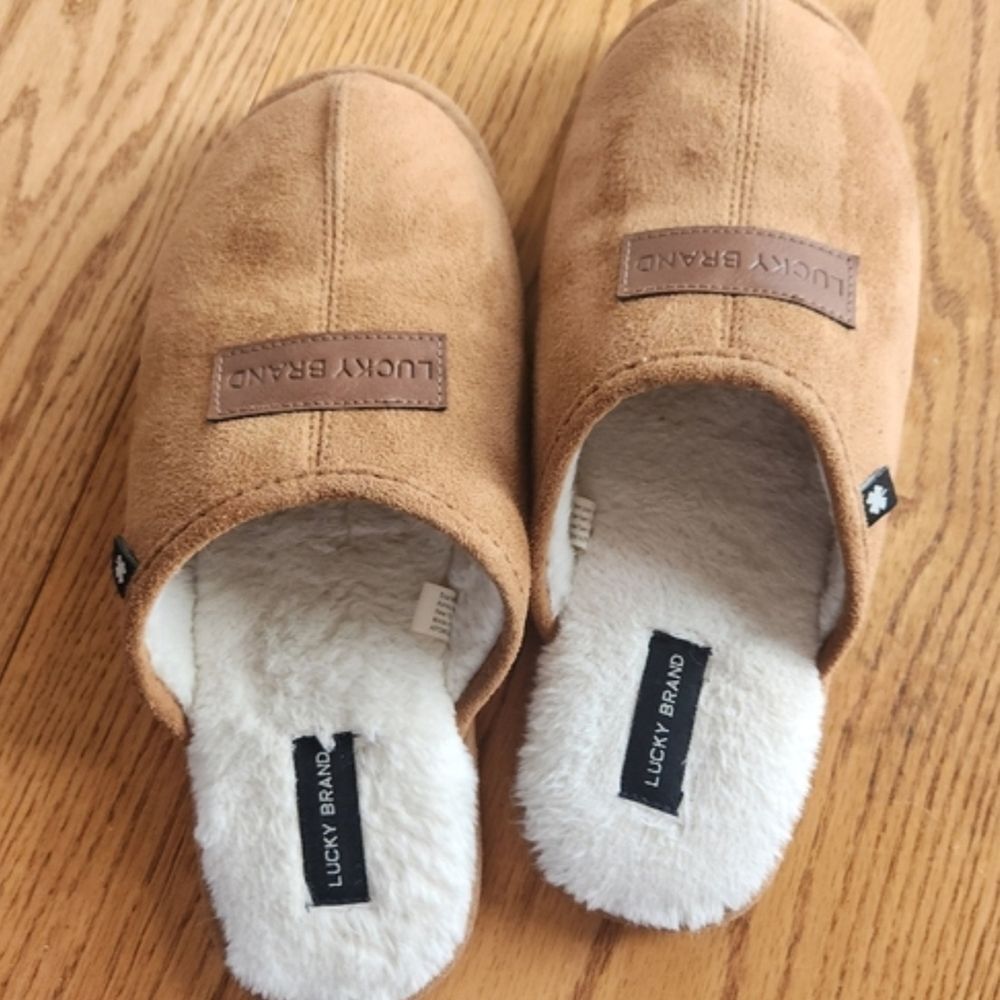 Lucky Brand Tan Suede Slip-On Slippers